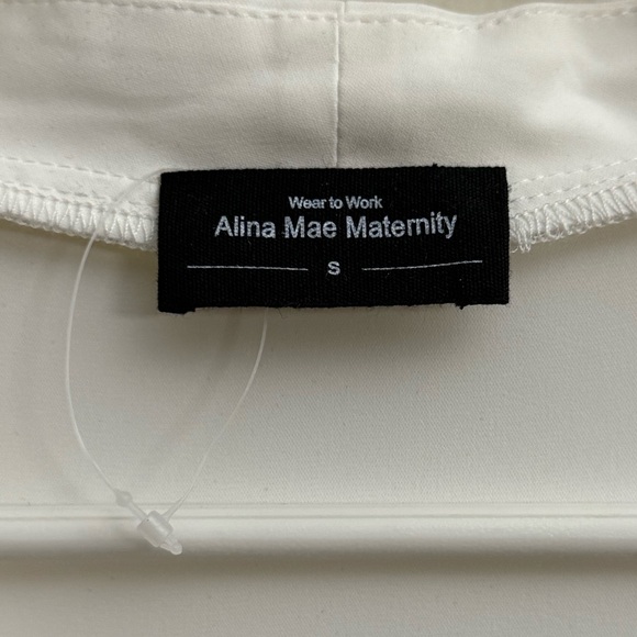NWOT!-{Alina Mae Maternity Wear}-Size S Maternity-White Sleeveless Work Blouse - Picture 4 of 5
